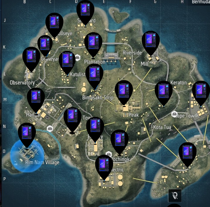 Ubicación de las tiendas en el mapa