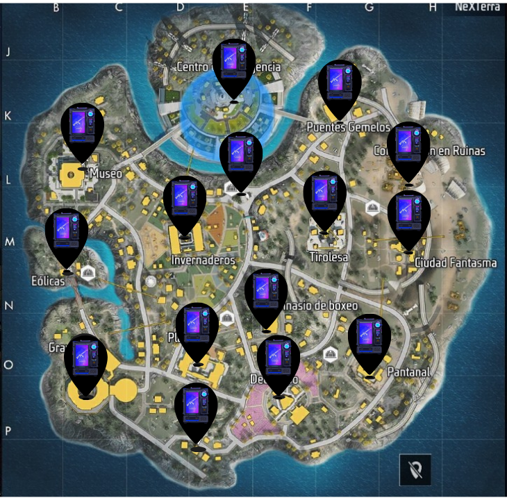 Ubicación de las tiendas en el mapa 