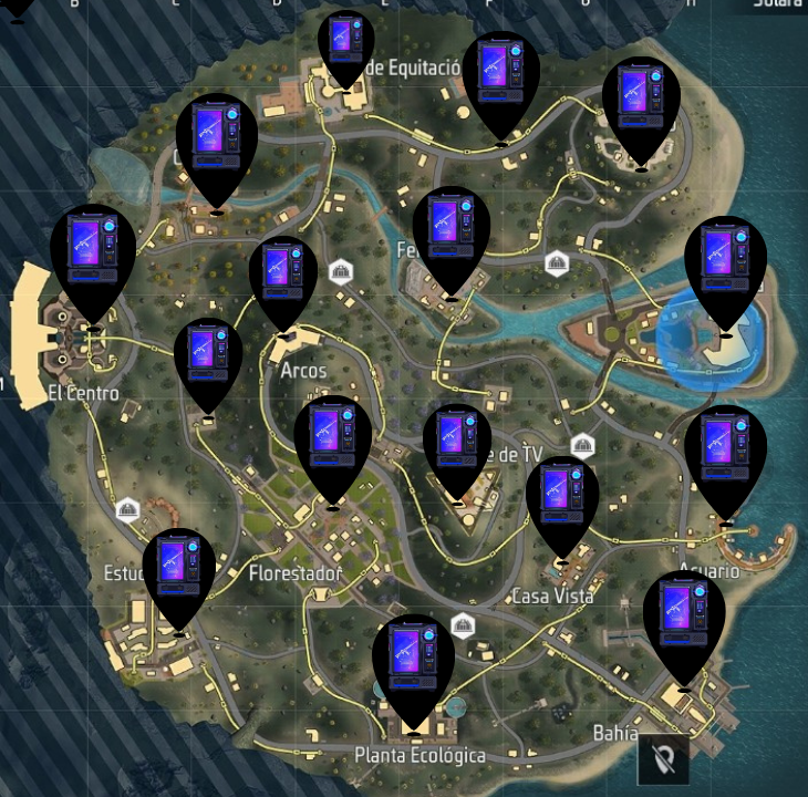 Ubicación de las tiendas en el mapa