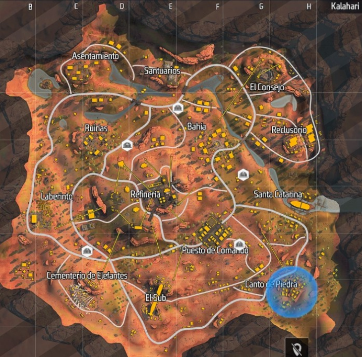 Vista general del mapa de kalahari