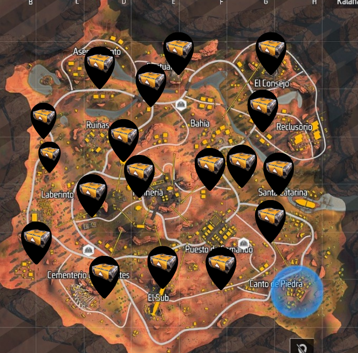 Ubicación de los cofres de guerra en kalahari